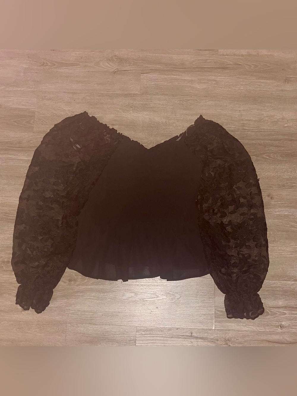 Arula Black Smocked Off Shoulder Lace Blouse B